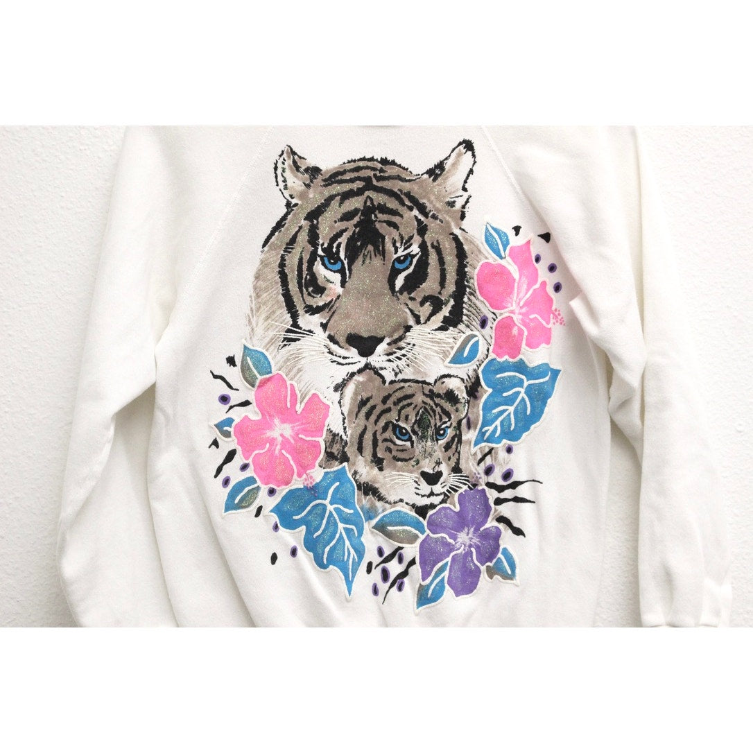 Vintage Floral Tigers Sweatshirt Medium