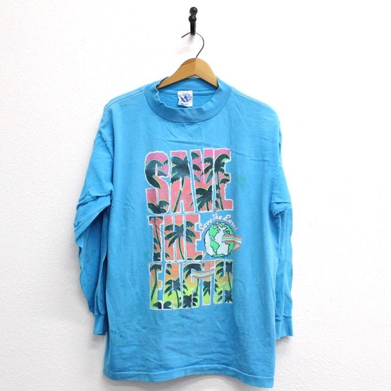 Vintage Save the Earth Long Sleeve T Shirt XL