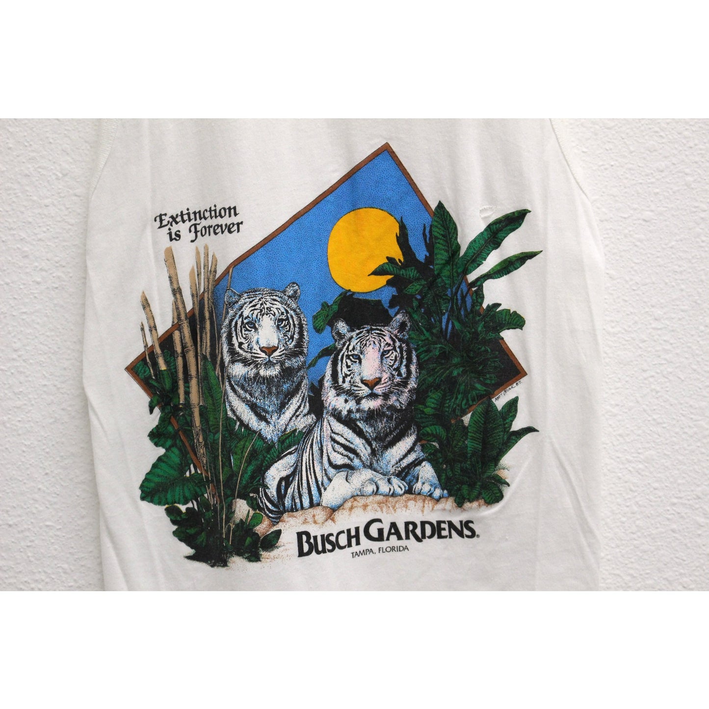 Vintage Busch Gardens Florida White Tiger Tank T Shirt Small