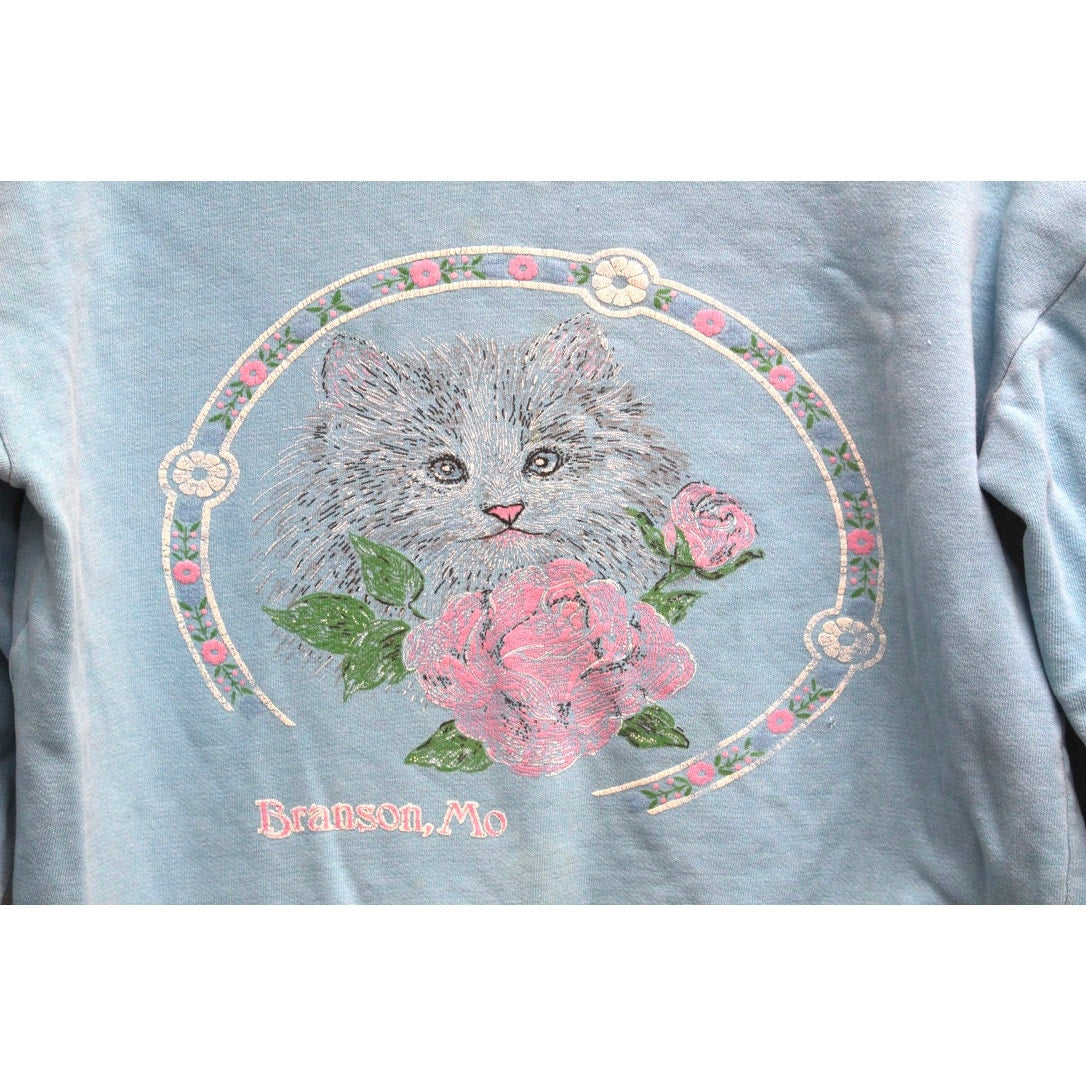 Vintage Floral Kitty Cat Branson Missouri Sweatshirt Medium