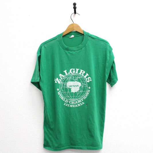 Vintage World Champions Lithuania Zalgiris Basketball T Shirt XL