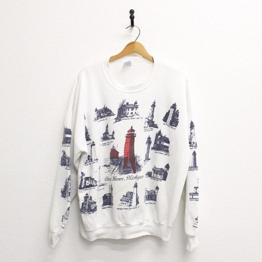 Vintage Grand Haven Michigan Lighthouses Sweatshirt XXL 2X