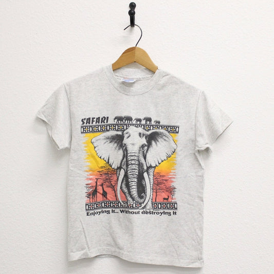 Vintage Kids Elephant Safari T Shirt Large