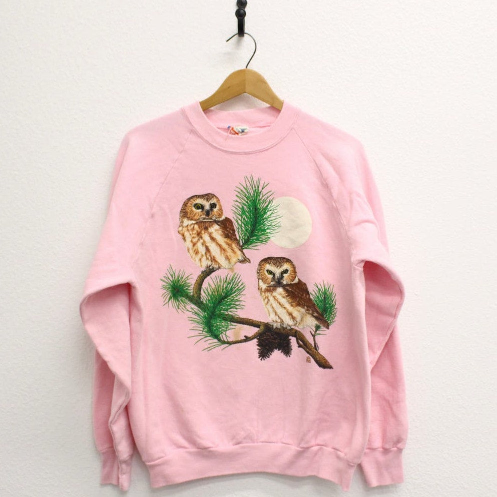 Vintage Owls Sweatshirt Large