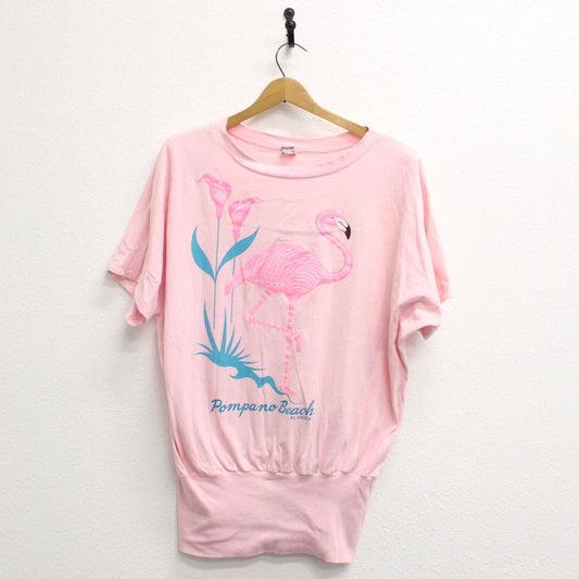 Vintage Pompano Beach Florida Flamingo T Shirt Large