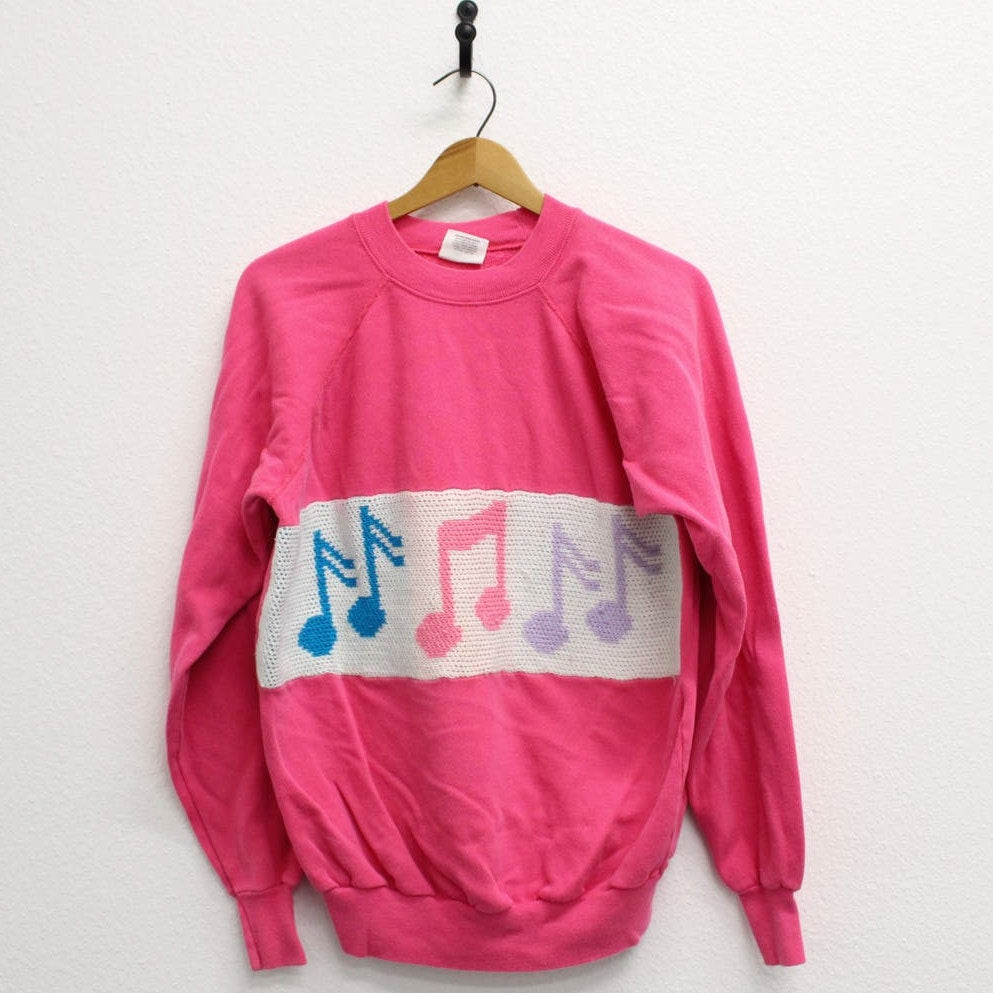 Vintage Music Notes Sweatshirt XL