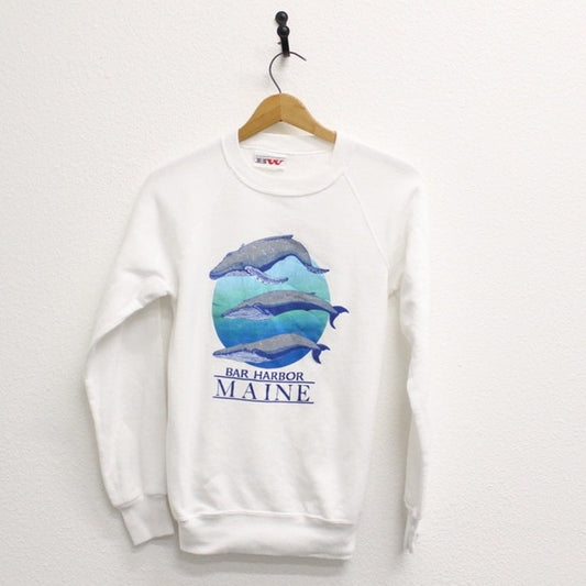 Vintage Bar Harbor Maine Humpback Whales Sweatshirt Small