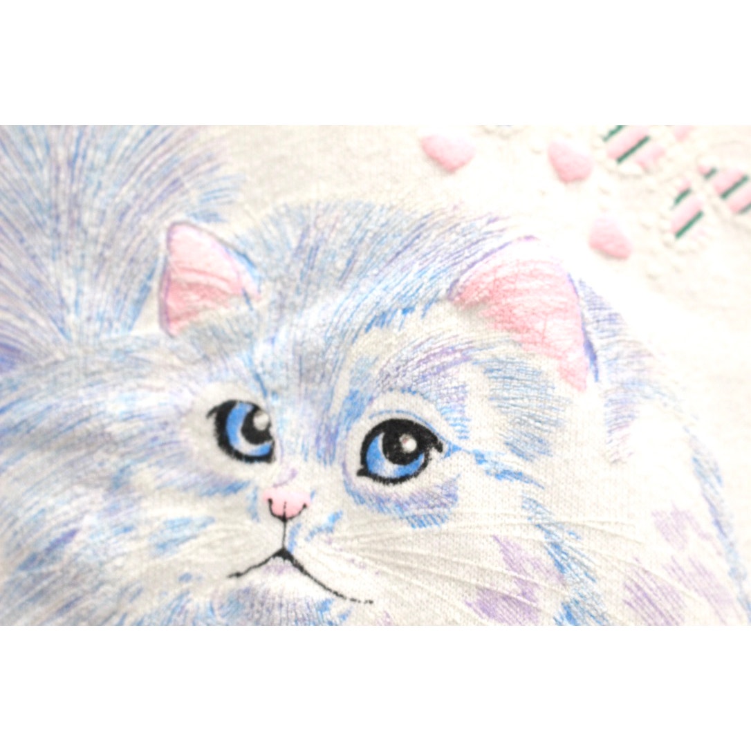 Vintage Kitty Cat Butterflies Sweatshirt Large