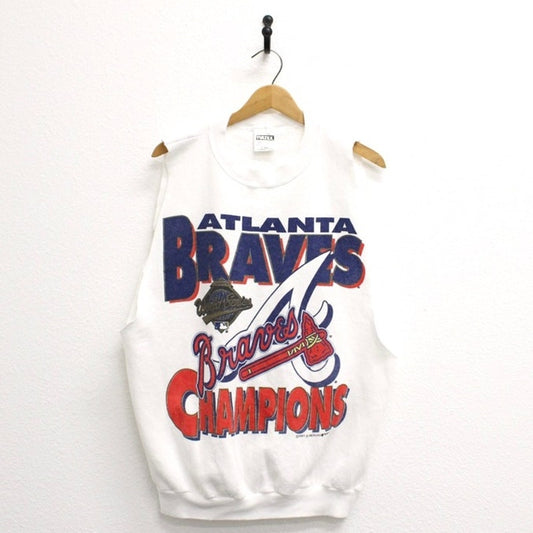 Vintage Atlanta Braves 1995 Championship Cut Off Sweatshirt XL