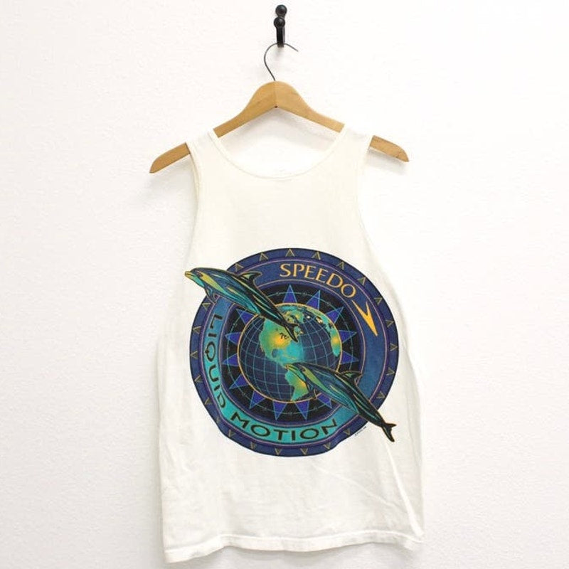 Vintage Speedo Liquid Motion Dolphin Tank Top Large