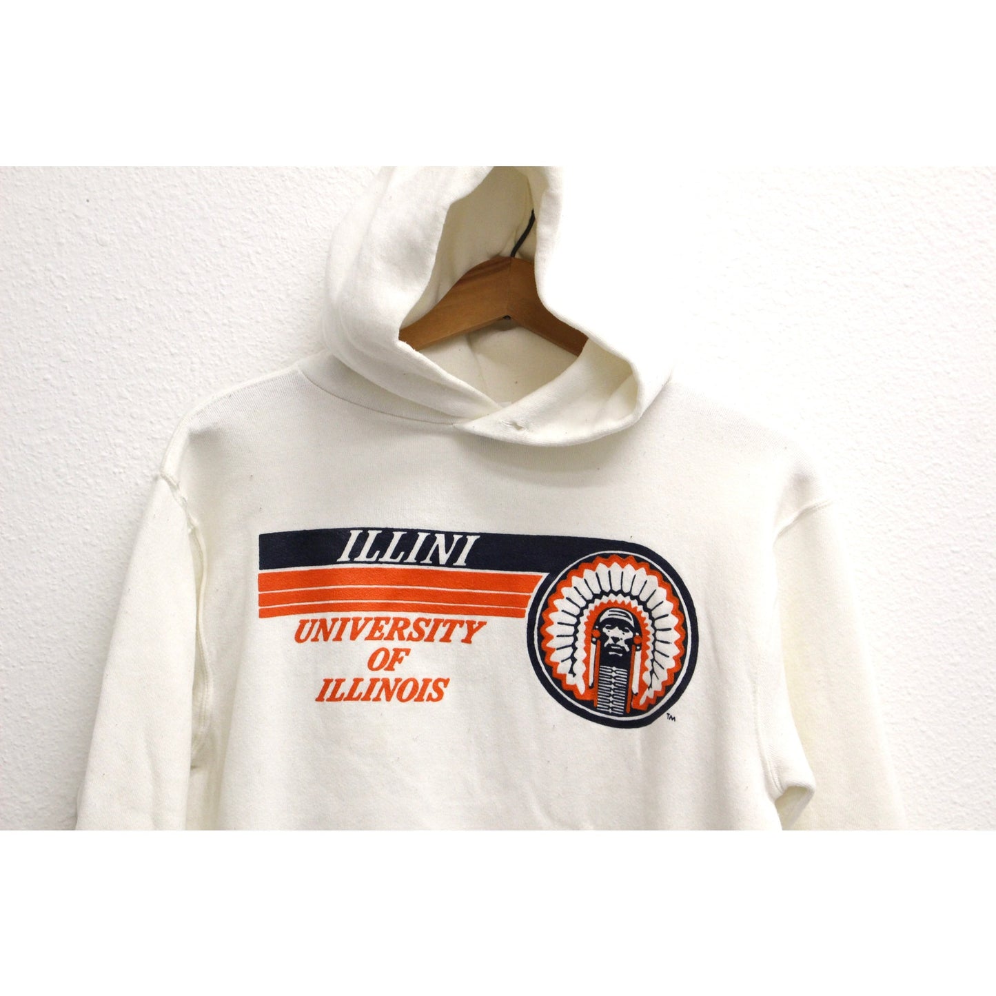 Vintage University of Illinois Fighting Illini Hooded Sweatshirt Medium