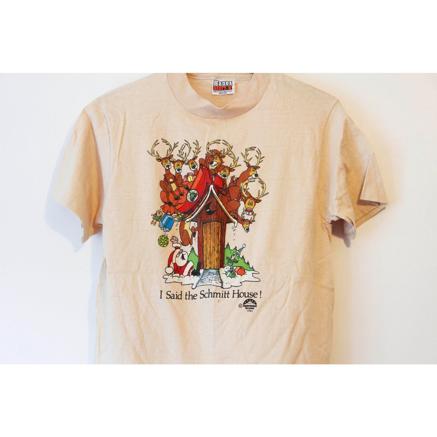 Vintage Santa Claus Sleigh Reindeer Christmas Holiday Funny T Shirt