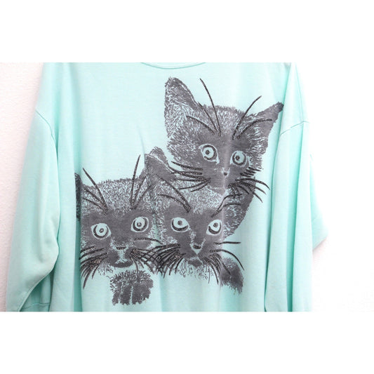 Vintage Kitty Cat Faces Sweatshirt Large