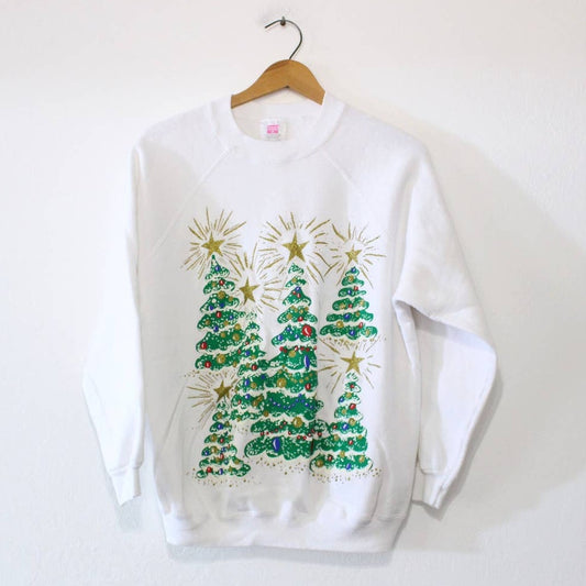 Vintage Christmas Tree Sweatshirt Large