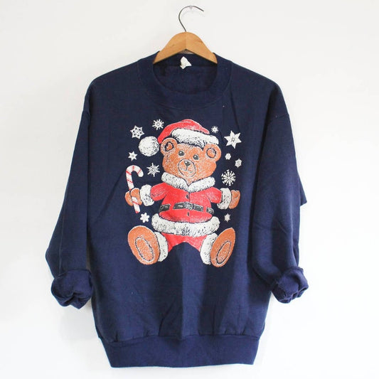 Vintage Teddy Bear Christmas Santa Sweatshirt Large