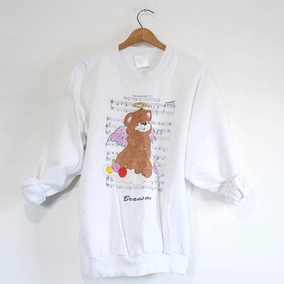 Vintage I'm Dreaming of a White Christmas Teddy Bear Branson Missouri Christmas Sweatshirt XL