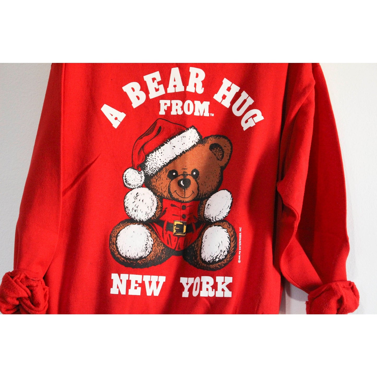 Vintage Hug Me in New York Teddy Bear Christmas Sweatshirt XL