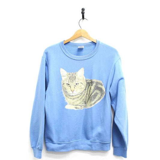 Vintage Kitty Cat Face Sweatshirt Small