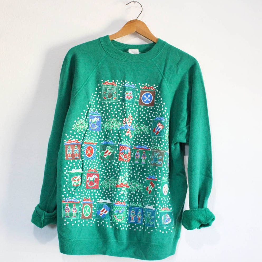 Vintage Holiday Merry Christmas Seasons Greetings Sweatshirt Large