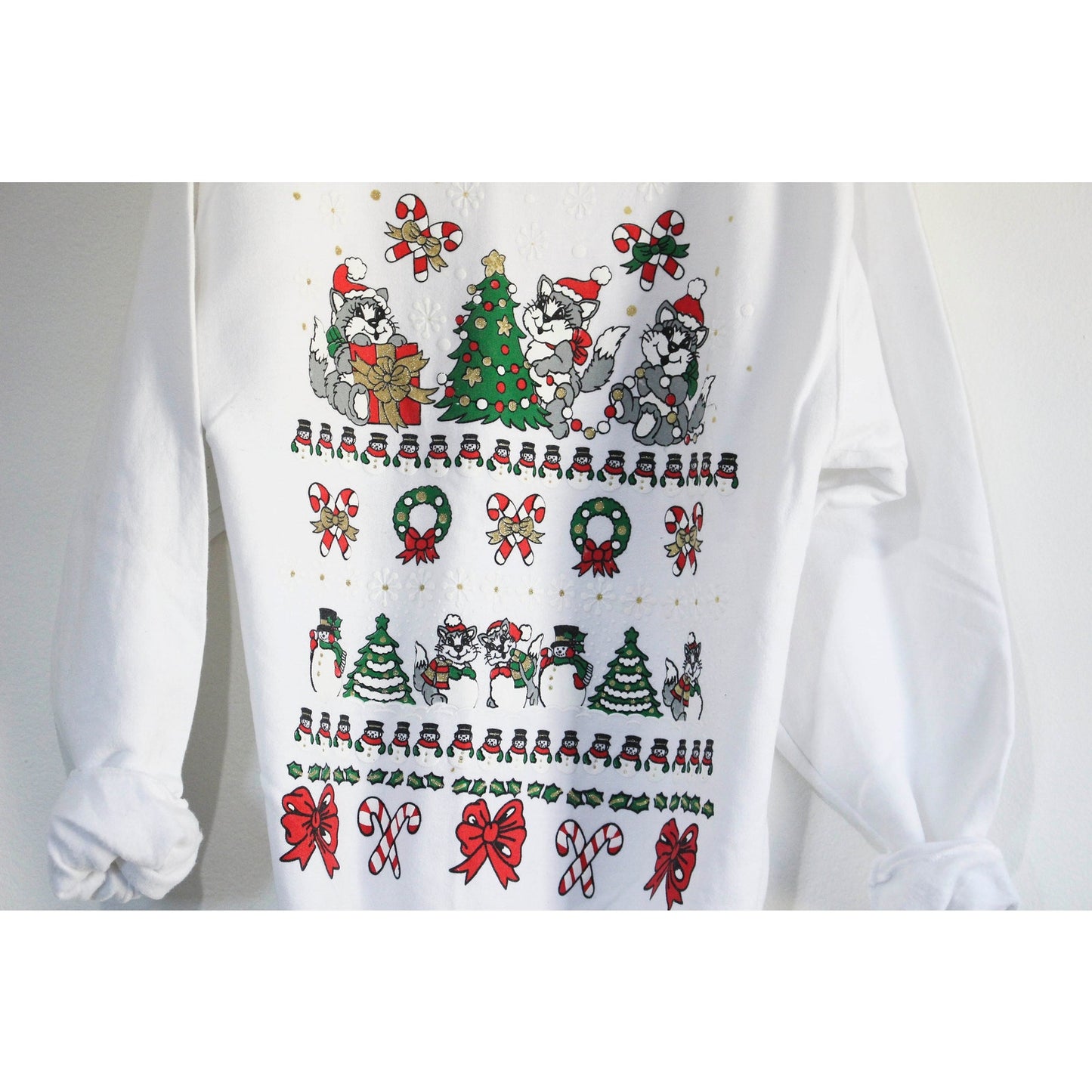 Vintage Crazy Cat Lady Christmas Sweater Sweatshirt Medium