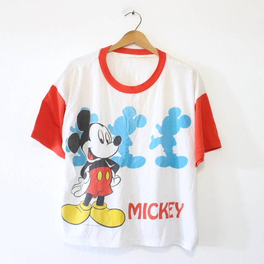 Vintage Walt Disney Mickey Mouse Crop Top T Shirt XL