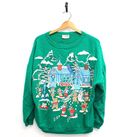 Vintage Holiday Merry Christmas Seasons Greetings Sweatshirt Large