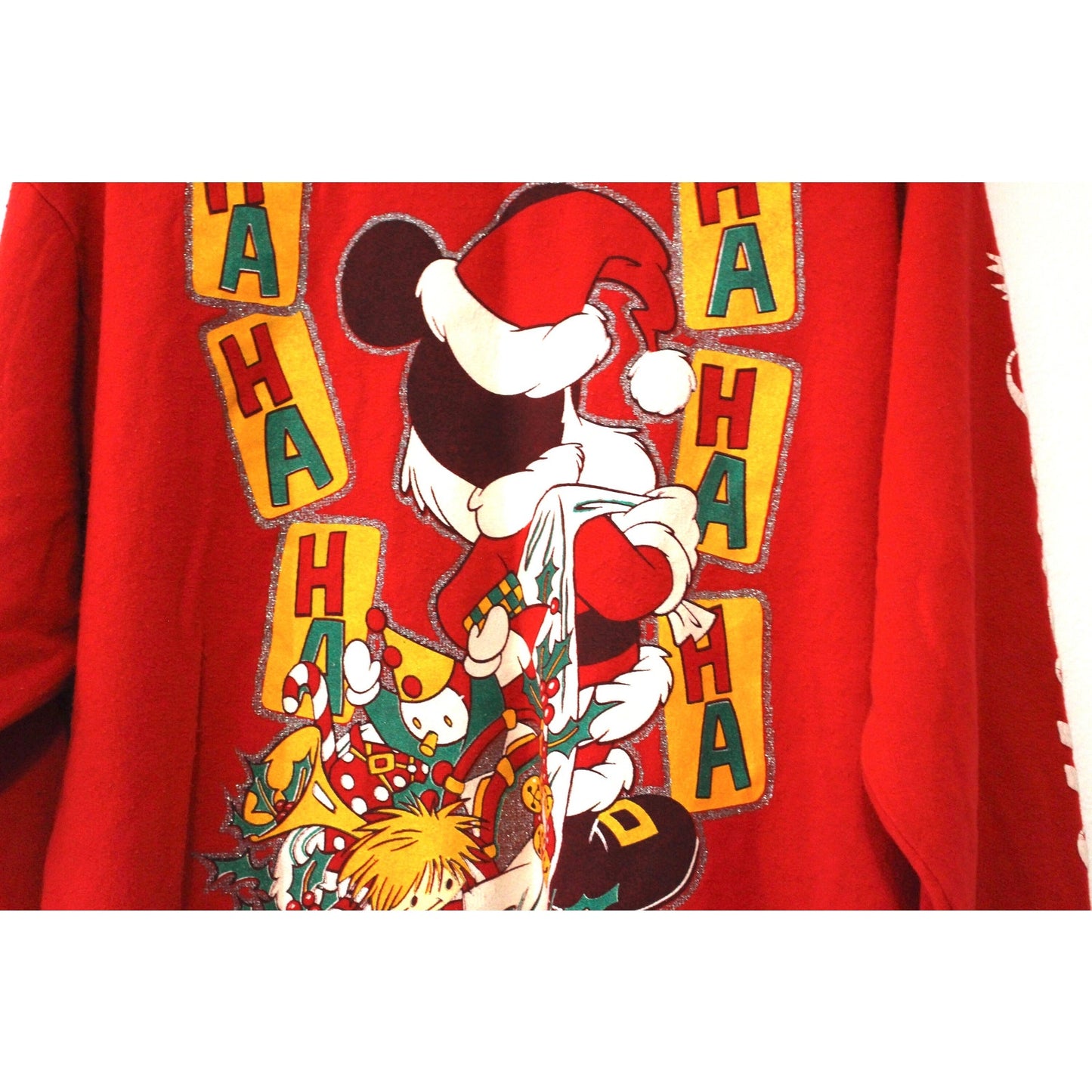 Vintage Walt Disney Mickey Mouse Santa Christmas Sweatshirt Large