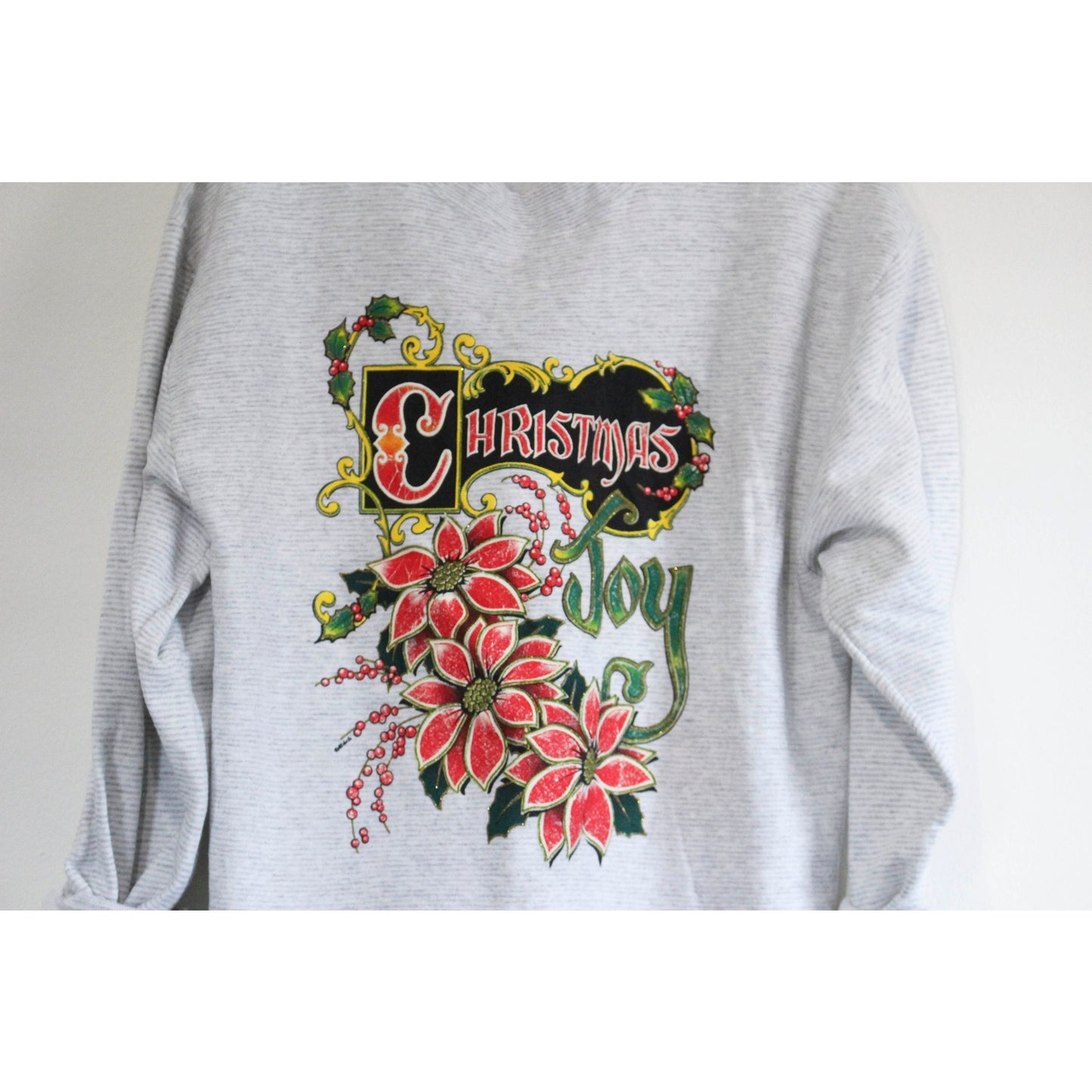 Vintage Christmas Joy Poinsettia Sweatshirt XL