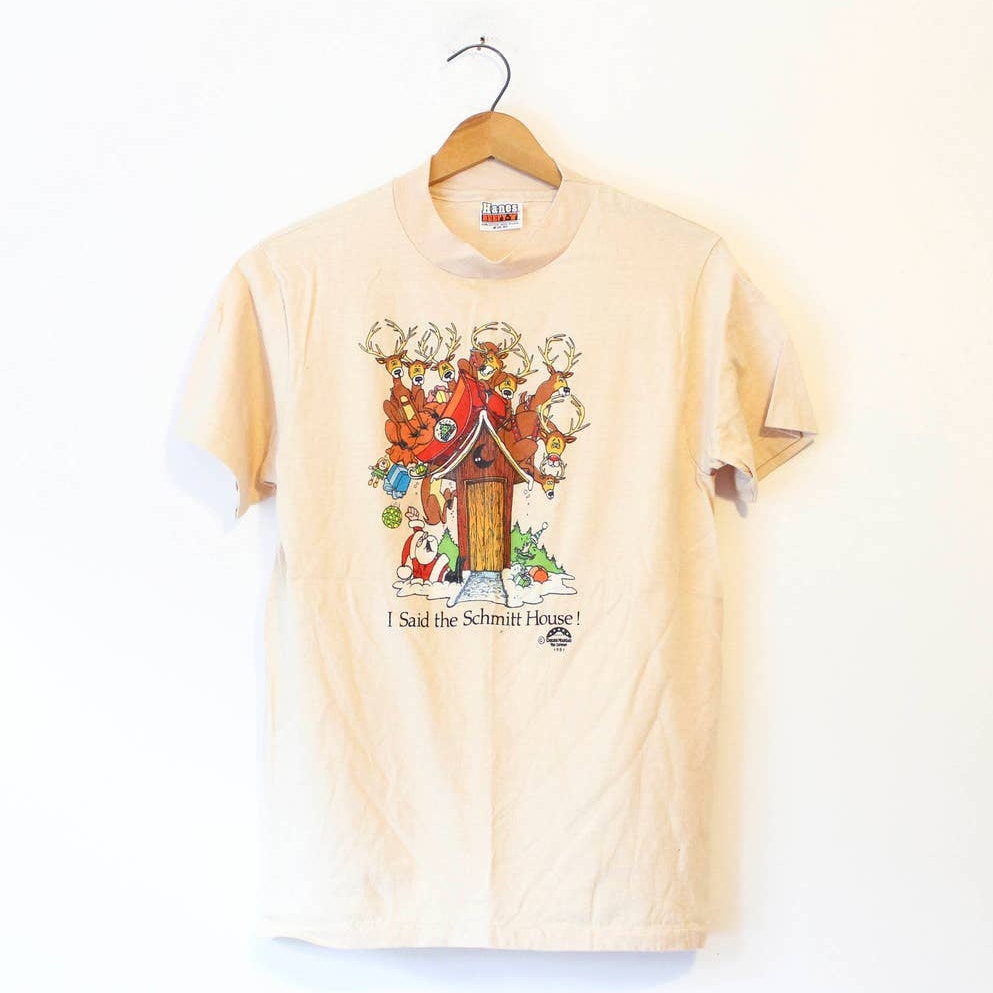 Vintage Santa Claus Sleigh Reindeer Christmas Holiday Funny T Shirt