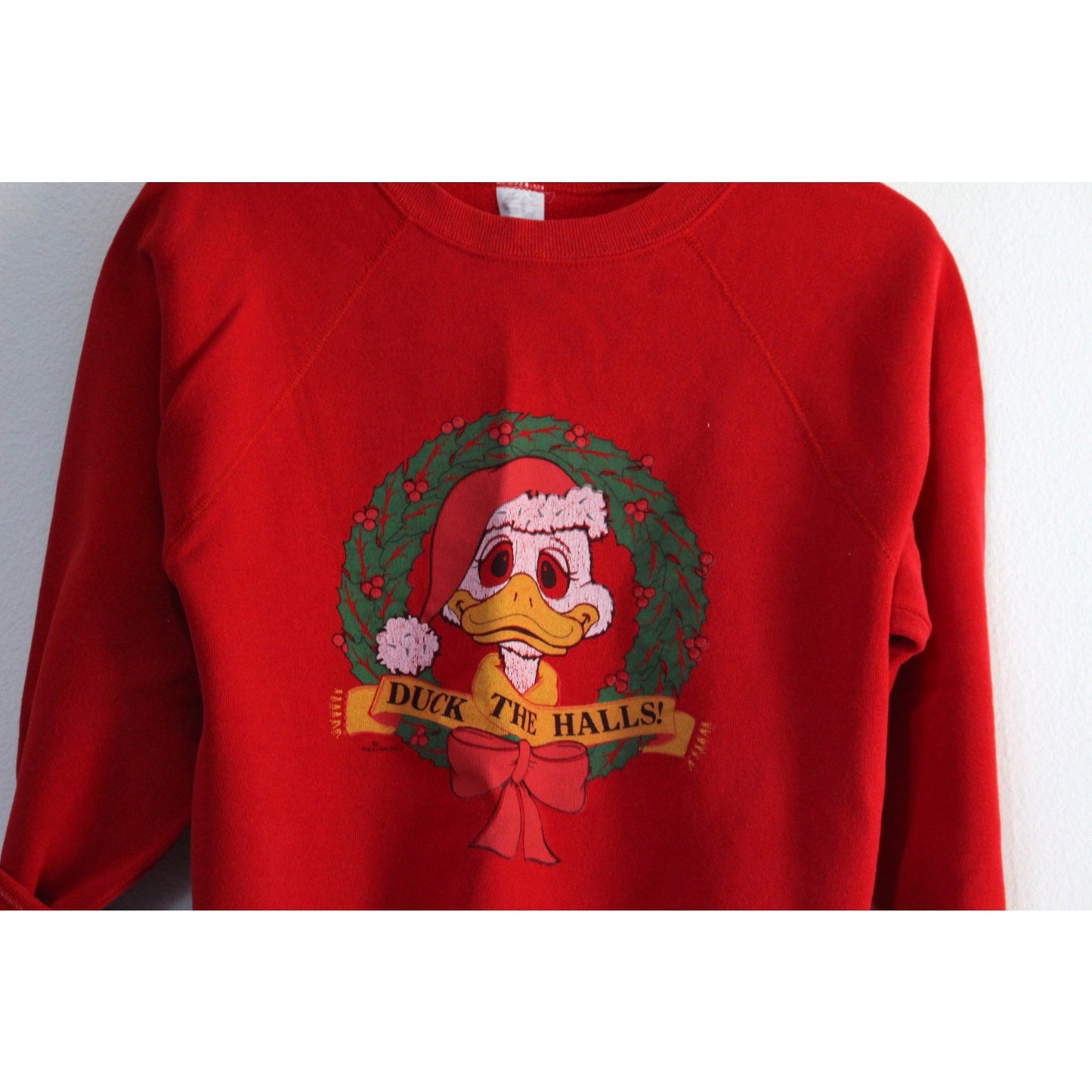 Vintage Duck the Halls Christmas Holiday Sweatshirt Medium