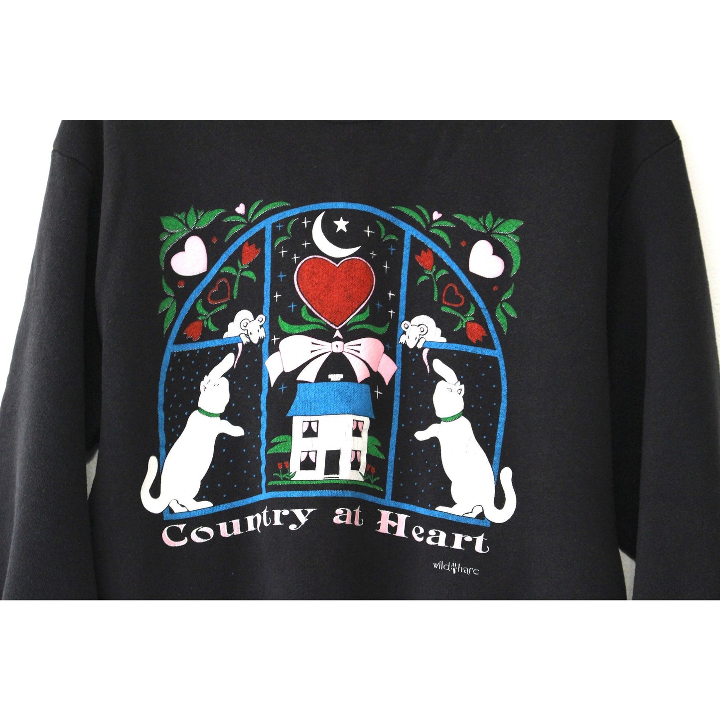 Vintage Country At Heart Cat Sweatshirt Large