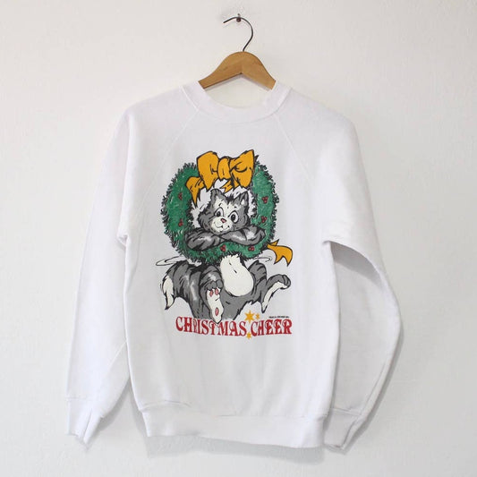 Vintage Crazy Cat Lady Christmas Sweatshirt Medium