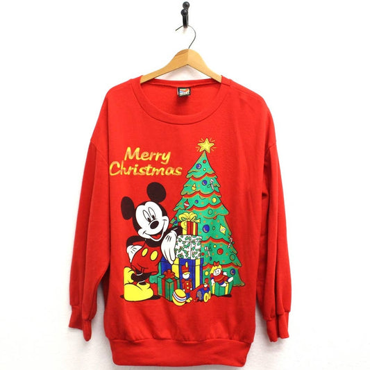 Vintage Walt Disney Mickey Santa Holiday Christmas Sweatshirt XL