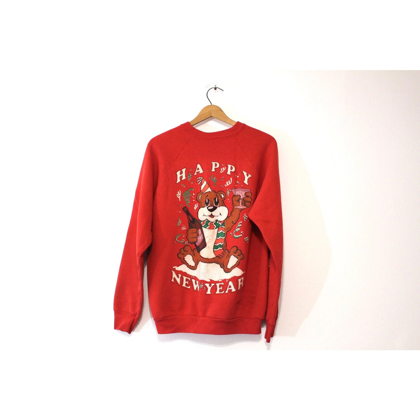 Vintage Merry Christmas Happy New Year Sweatshirt Large