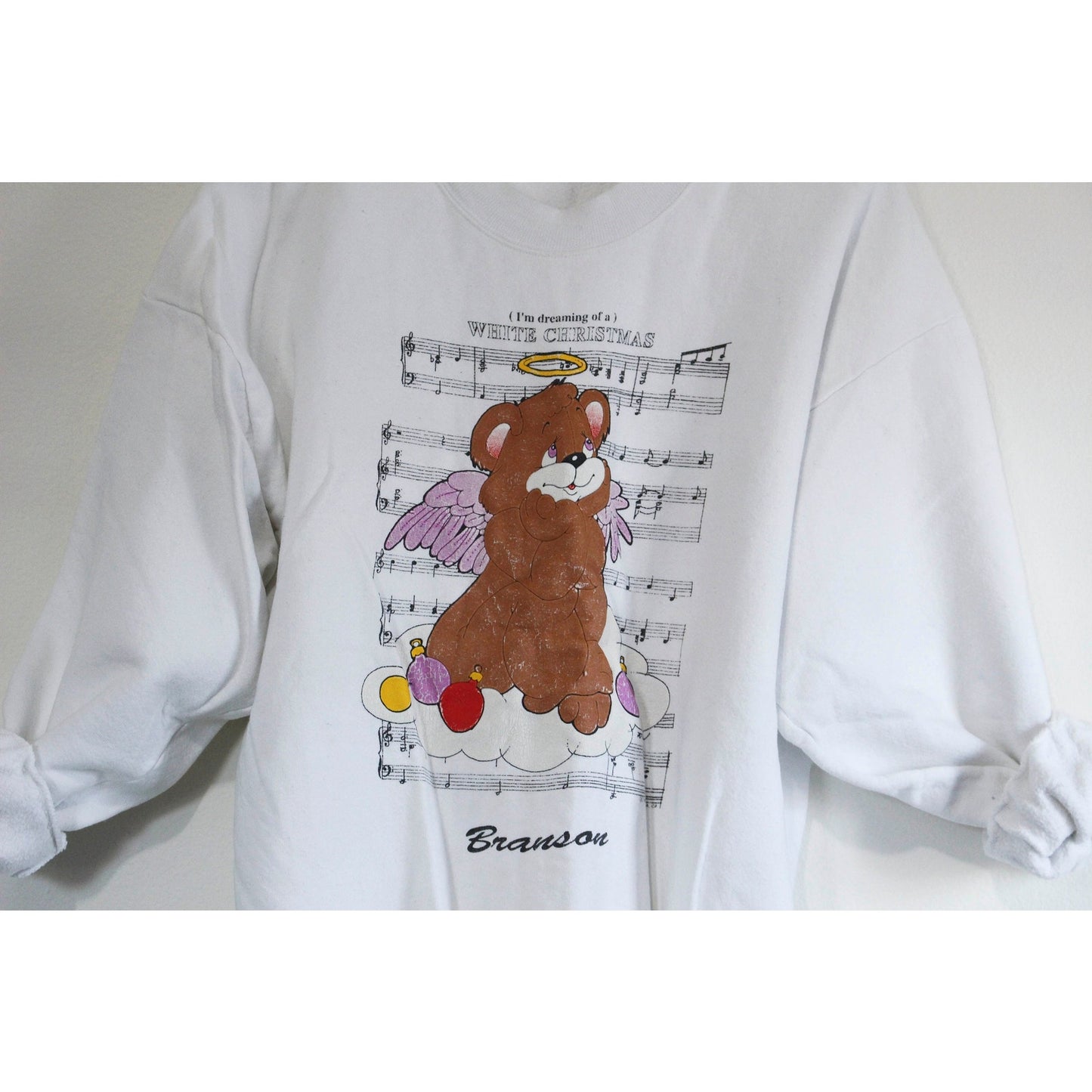 Vintage I'm Dreaming of a White Christmas Teddy Bear Branson Missouri Christmas Sweatshirt XL