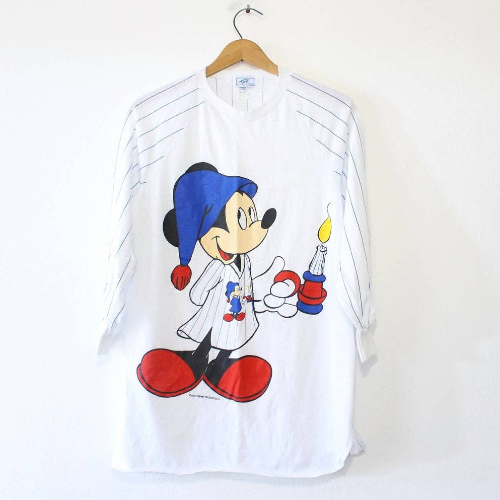 Vintage Walt Disney Mickey Mouse Night T Shirt Large 13