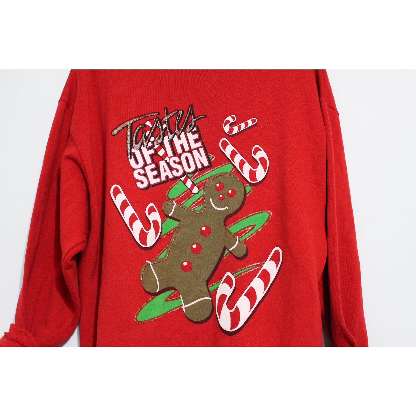 Vintage Christmas Tastes of the Season Gingerbread Man Sweatshirt XL