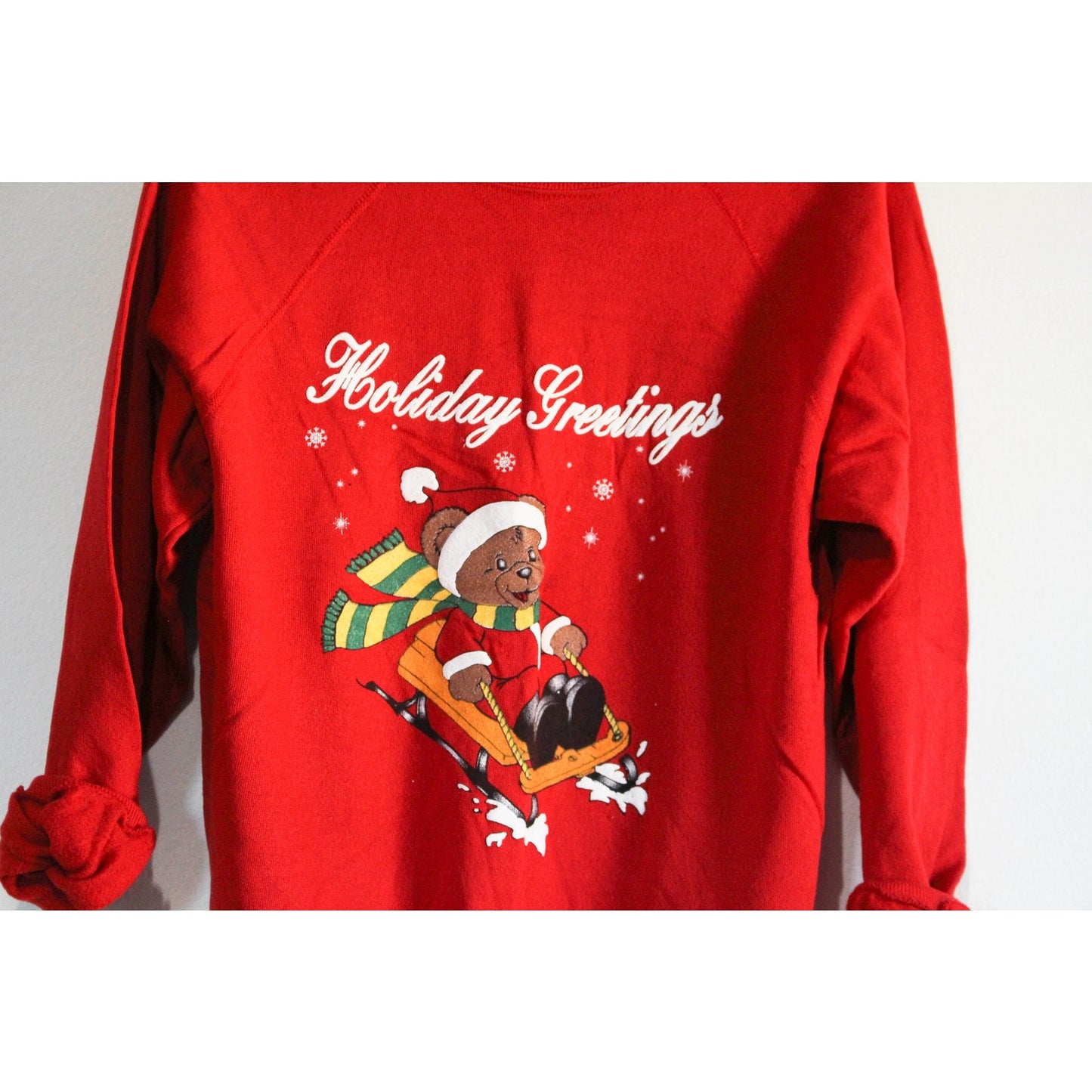 Vintage Santa Teddy Bear Christmas Holiday Sweatshirt Small