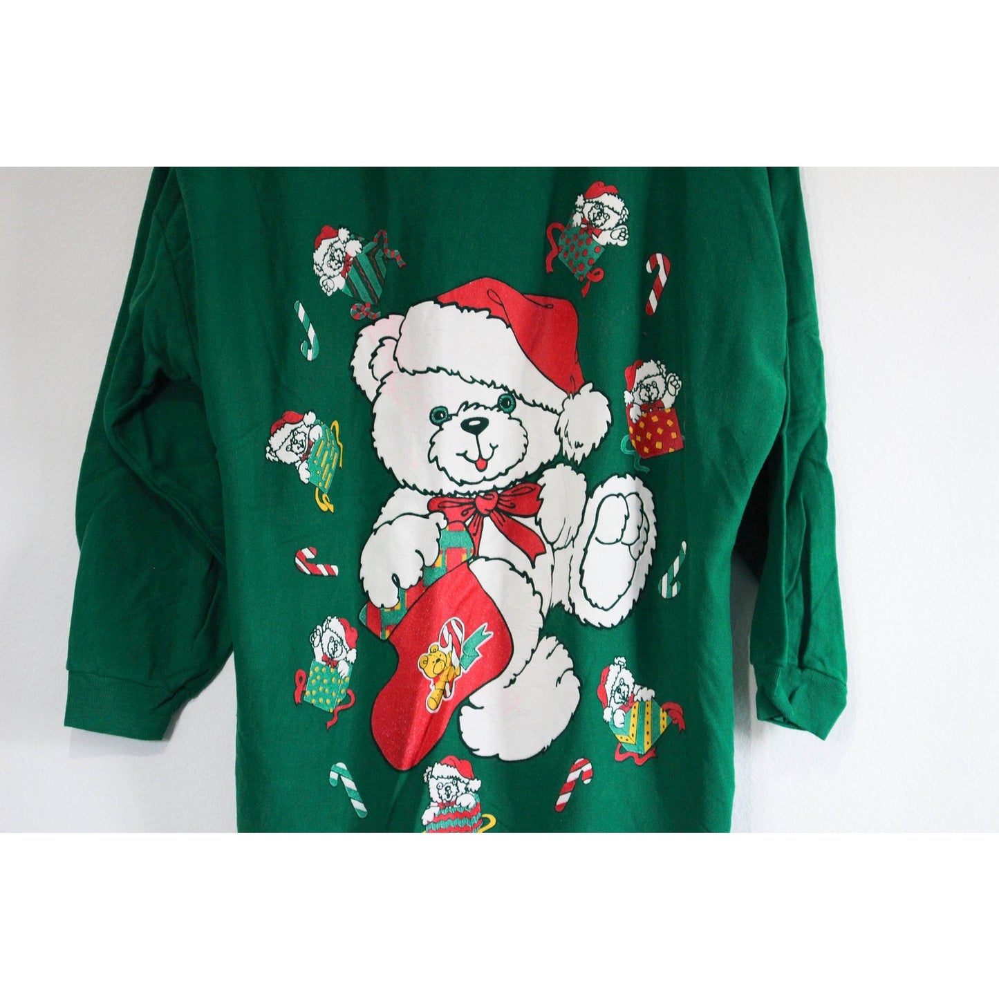 Vintage Teddy Bear Christmas Sweatshirt Large