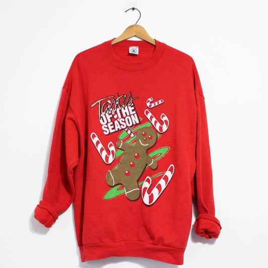 Vintage Christmas Tastes of the Season Gingerbread Man Sweatshirt XL