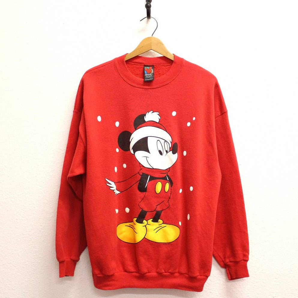 Vintage Walt Disney Mickey Santa Holiday Christmas Sweatshirt XL