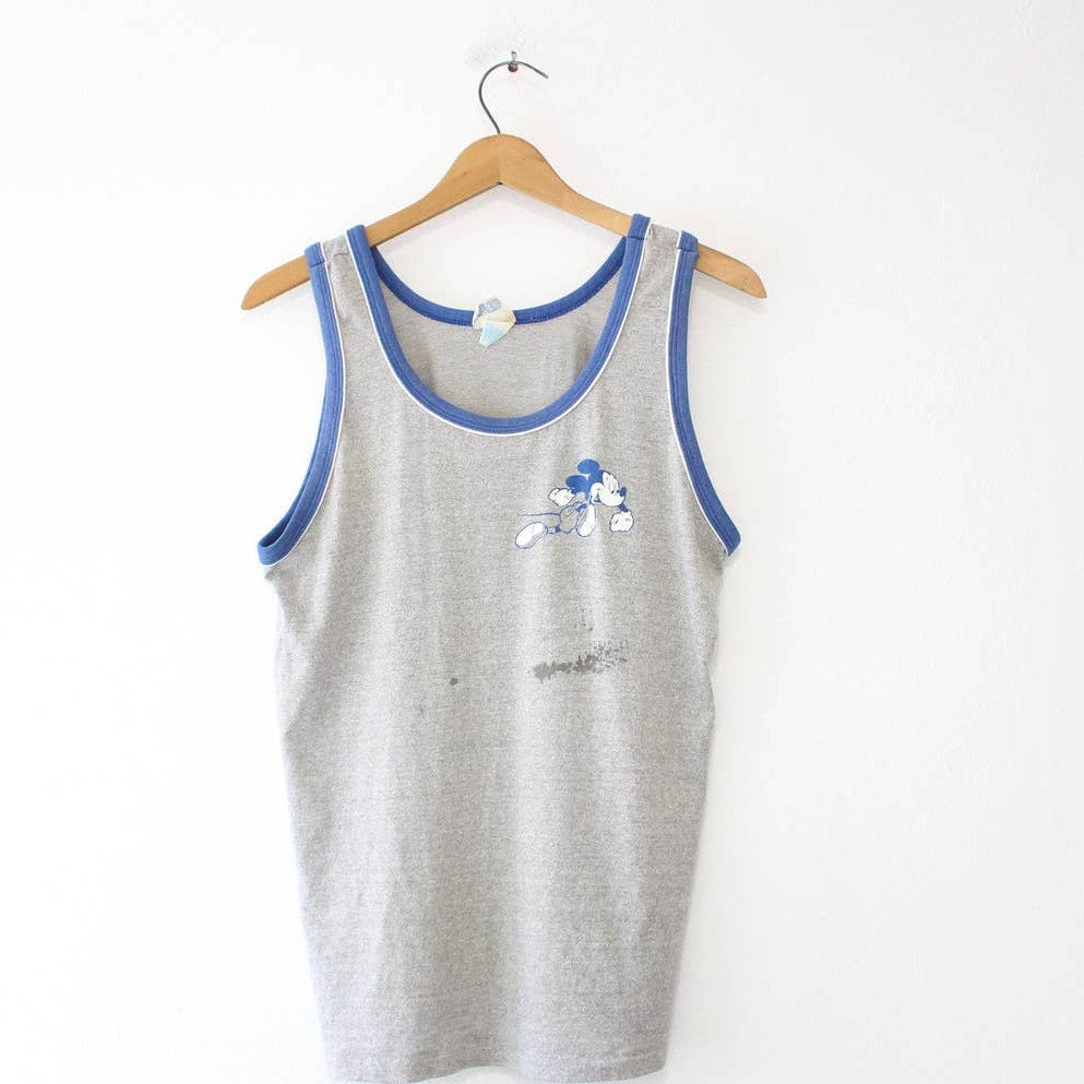 Vintage Walt Disney Mickey Mouse Track Tank Top Large
