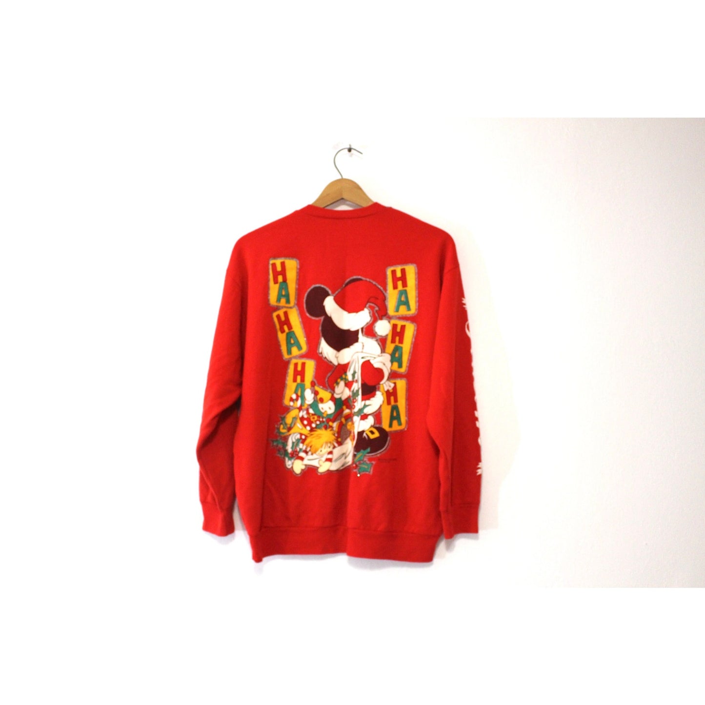 Vintage Walt Disney Mickey Mouse Santa Christmas Sweatshirt Large